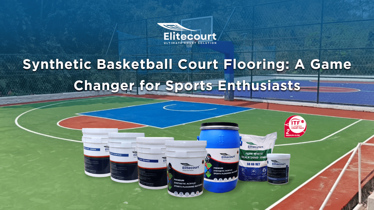 Synthetic basketball court made with acrylic flooring by Elitecourt