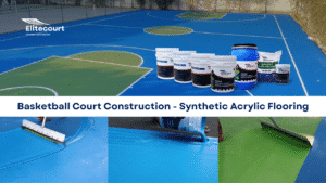 Basketball court construction using synthetic acrylic flooring by Elitecourt