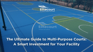 Synthetic acrylic flooring for multi-purpose courts.