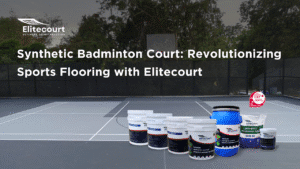 Synthetic badminton court made with Elitecourt's advanced acrylic flooring material
