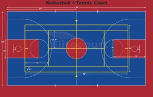 Basketball court and tennis court multi purpose court