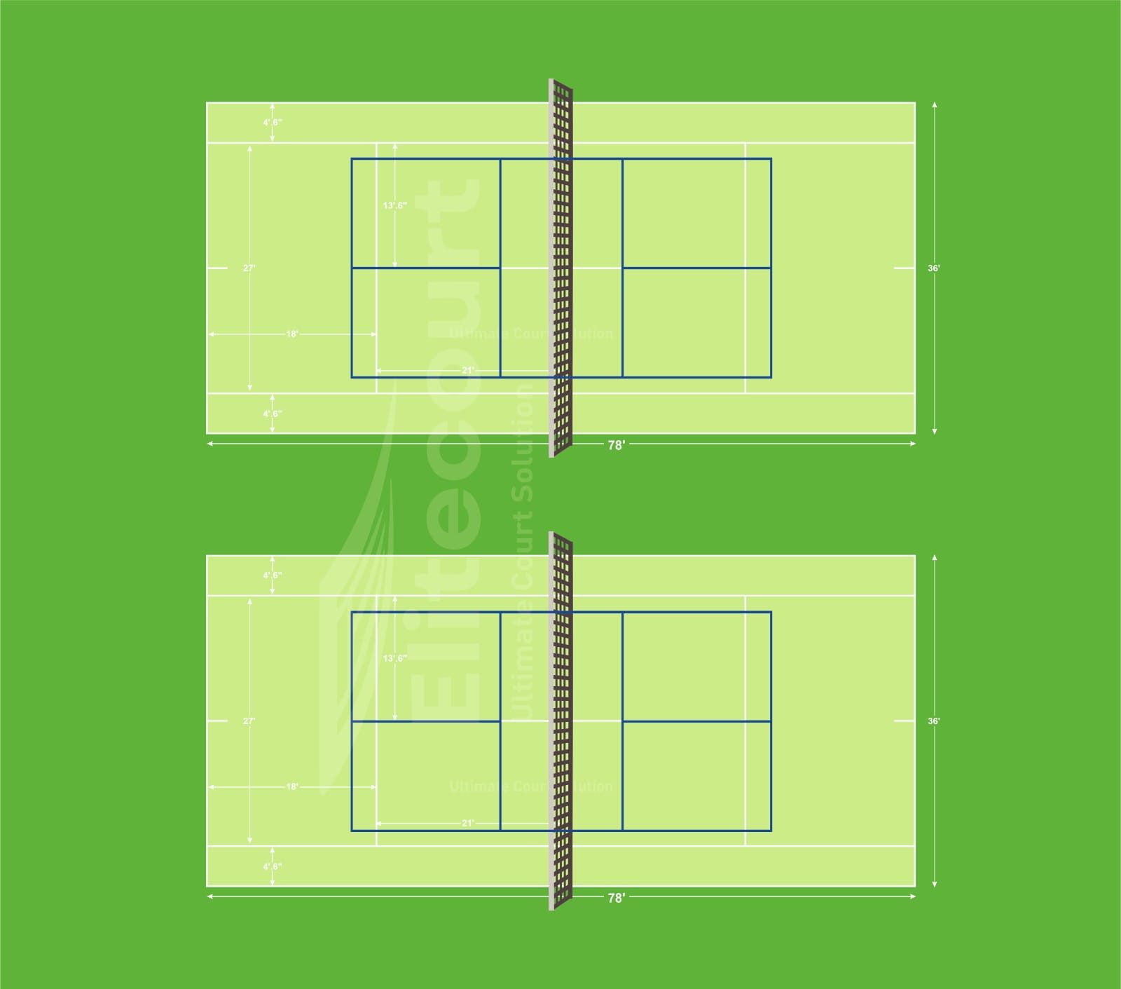 Pickleball court and tennis court multi purpose court