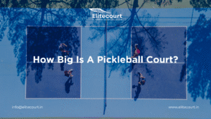 How big is a pickleball court - Dimensions of court sections including kitchen, service area, and net height.